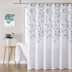 Central Park Leaves Blue Shower Curtain Liner Waterproof Print Floral Shower Curtain For Bathroom Spa Hotel Decor Bath Curtain