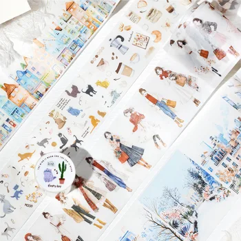 1 Uds./1 lote de cintas adhesivas decorativas, cintas adhesivas de la forma del mundo, pegatinas japonesas de papel DIY para álbum de recortes