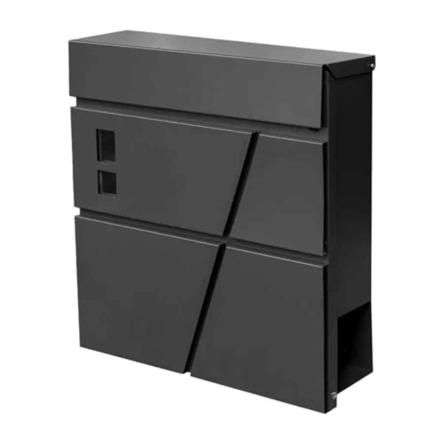 

Wall Mount Mailboxes, Modern Drop Mailbox for Outside, Locking Security Key Drop Mail Box, Large Capacity Galvanized Steel Post