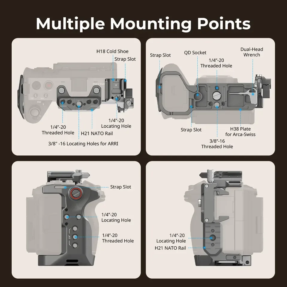 4770 FX3/FX30 قفص هوكلوك نظام الإفراج السريع مشبك كابلات نقاط تركيب متعددة ملحقات الكاميرا لسوني #6