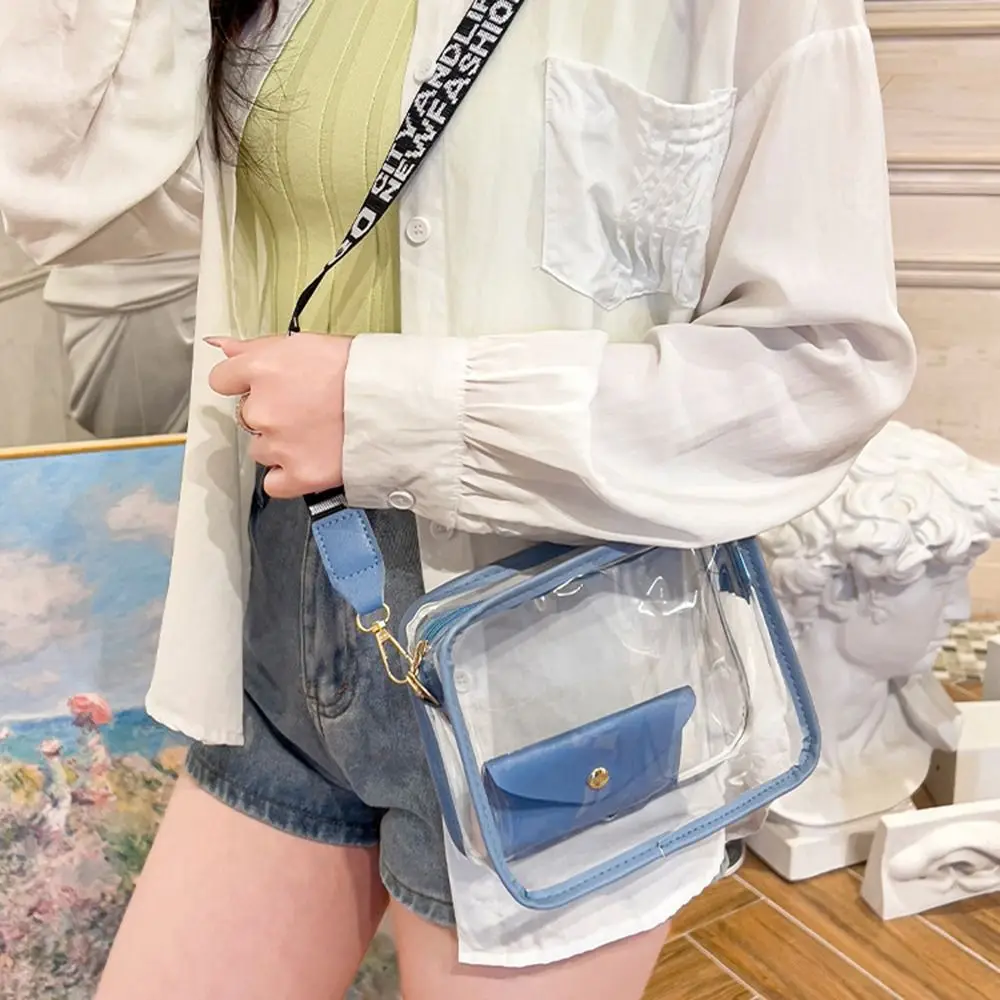 Transparent Crossbody Bag for Women Candy Color Letter Fashion Shoulder Bag PVC Transparent Jelly Bag Small Square Bag