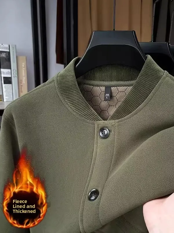 

Высококачественная мужская толстовка с воротником-стойкой на подкладке Fce, теплая верхняя одежда на пуговицах, повседневная одежда из полиэстера Long Sve