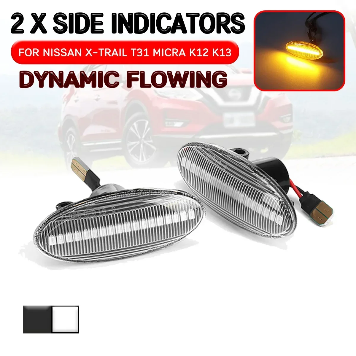 Car Flowing Turn Signal Light Lamp LED Dynamic Side Marker Light For Nissan Qashqai J10 For X-Trail T31,Cube,Micra K12 K13
