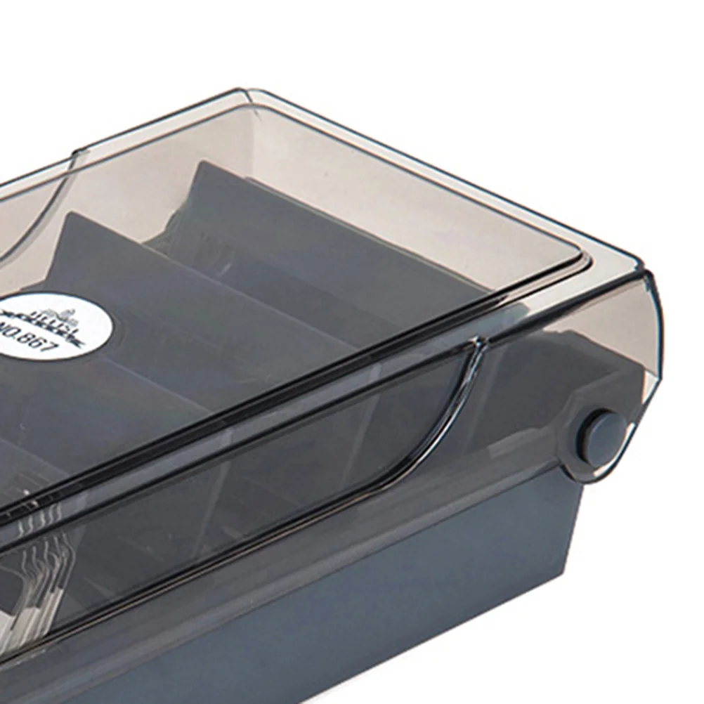 

Large Capacity Business Card Storage Box Organizer Expandable Smoke Lid Name Holder File Case For Office Home Use Black