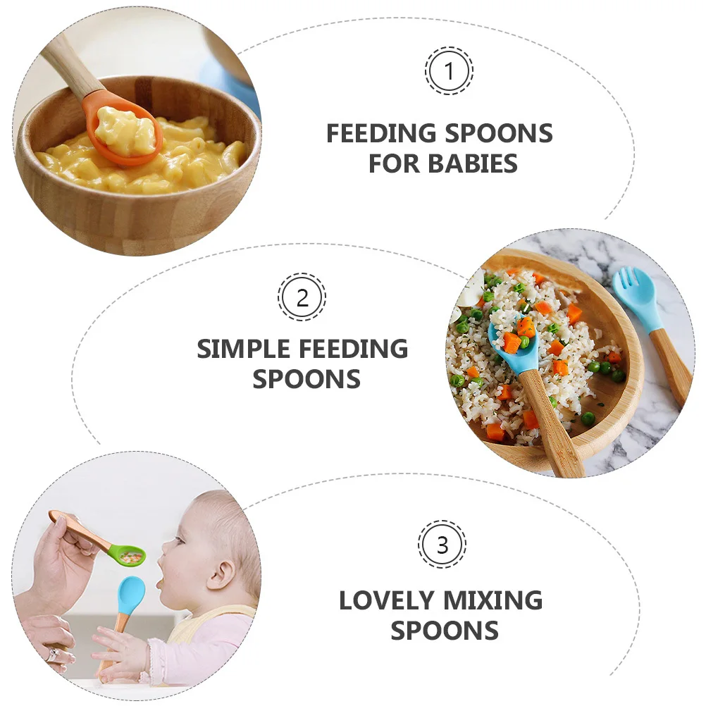

6 pcs Children Silicone Heat Resistant Smooth Hand Feel Feeding For Babies Baby Training Spoons Complementary Food Spoons