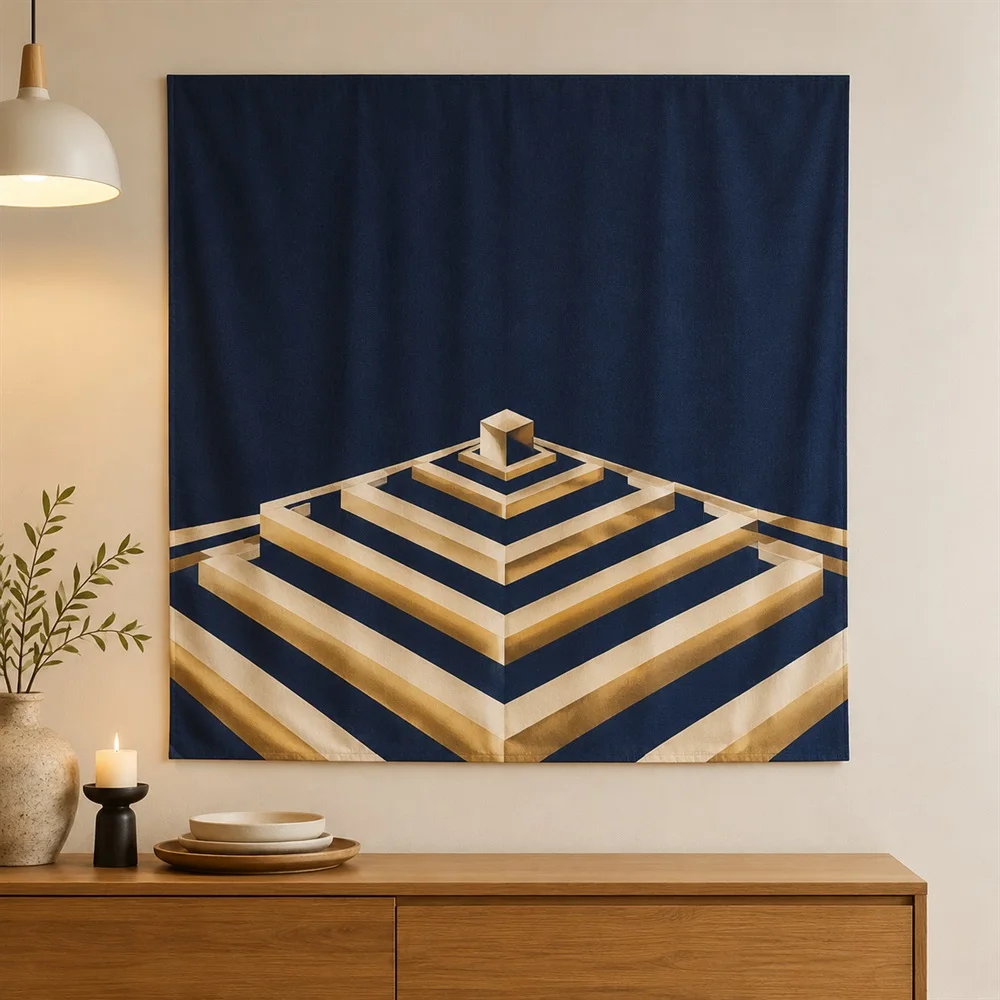 VIKAMA Optical Illusion Geometry Tapestry Wall Hanging, Abstract Pattern Wall Art Decor for Living Room Office Study Entryway
