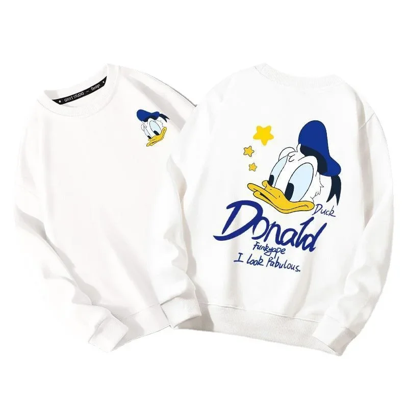 Disneyland-Sudadera de cuello redondo con dibujos animados del Pato Donald, abrigo holgado para parejas, Otoño e Invierno