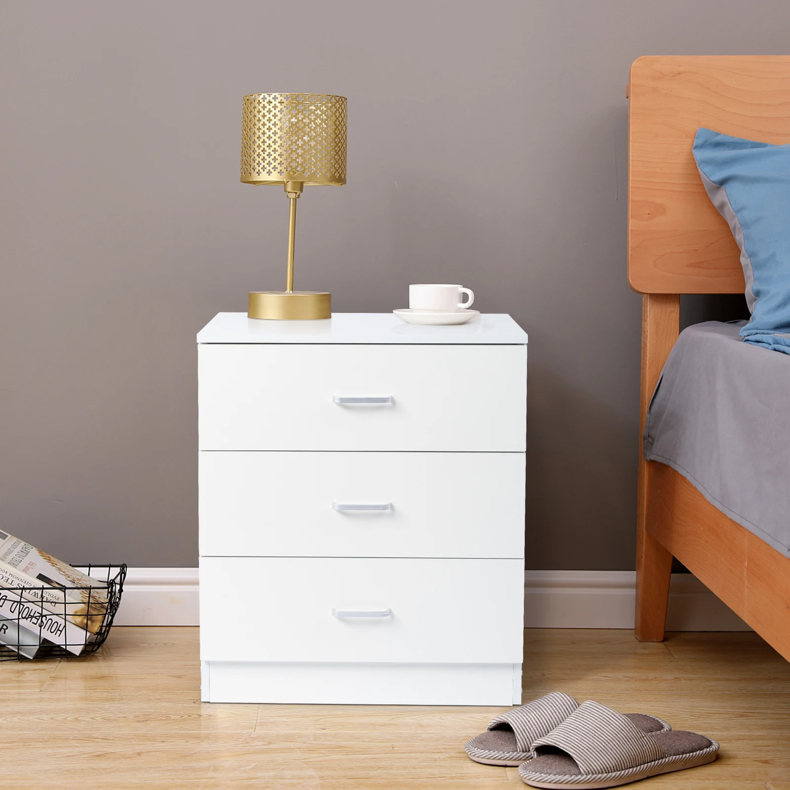 

[] Modern Simple 3-Drawer Dresser Chest of Drawers for Family Room Bedroom Living Room Universal Design, White