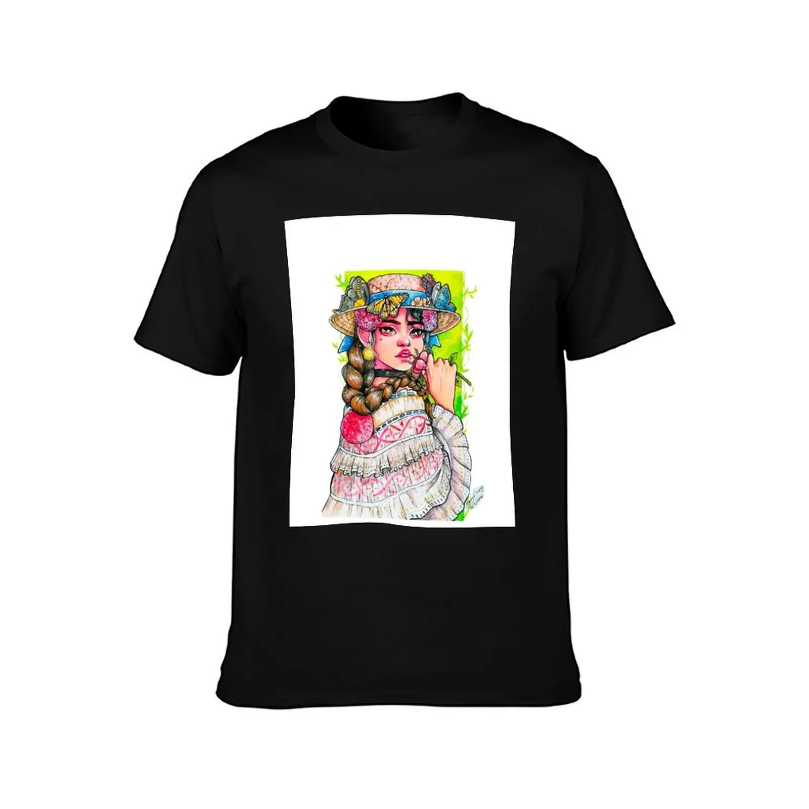 Hatched with hat T-Shirt Daily Casual Short Sleeve Tee Shirt T-Shirt