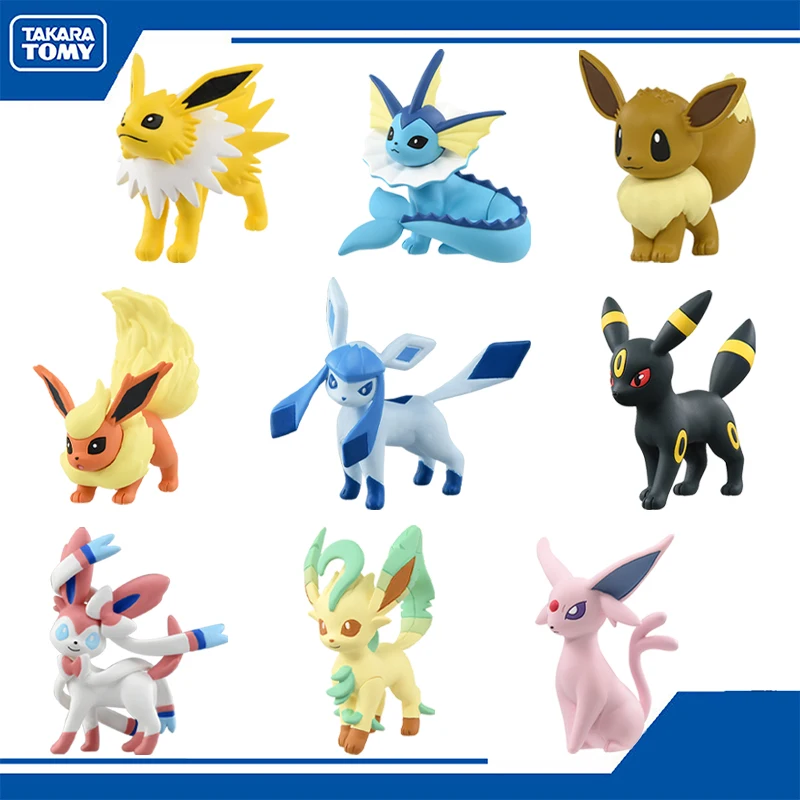 Image of 9 Styles TAKARA TOMY Pokémon Figuren Eevee Leafeon Sylveon Umbreon Espeon Flareon Vaporeon Jolteon Glaceon PVC-Sammlerspielzeug