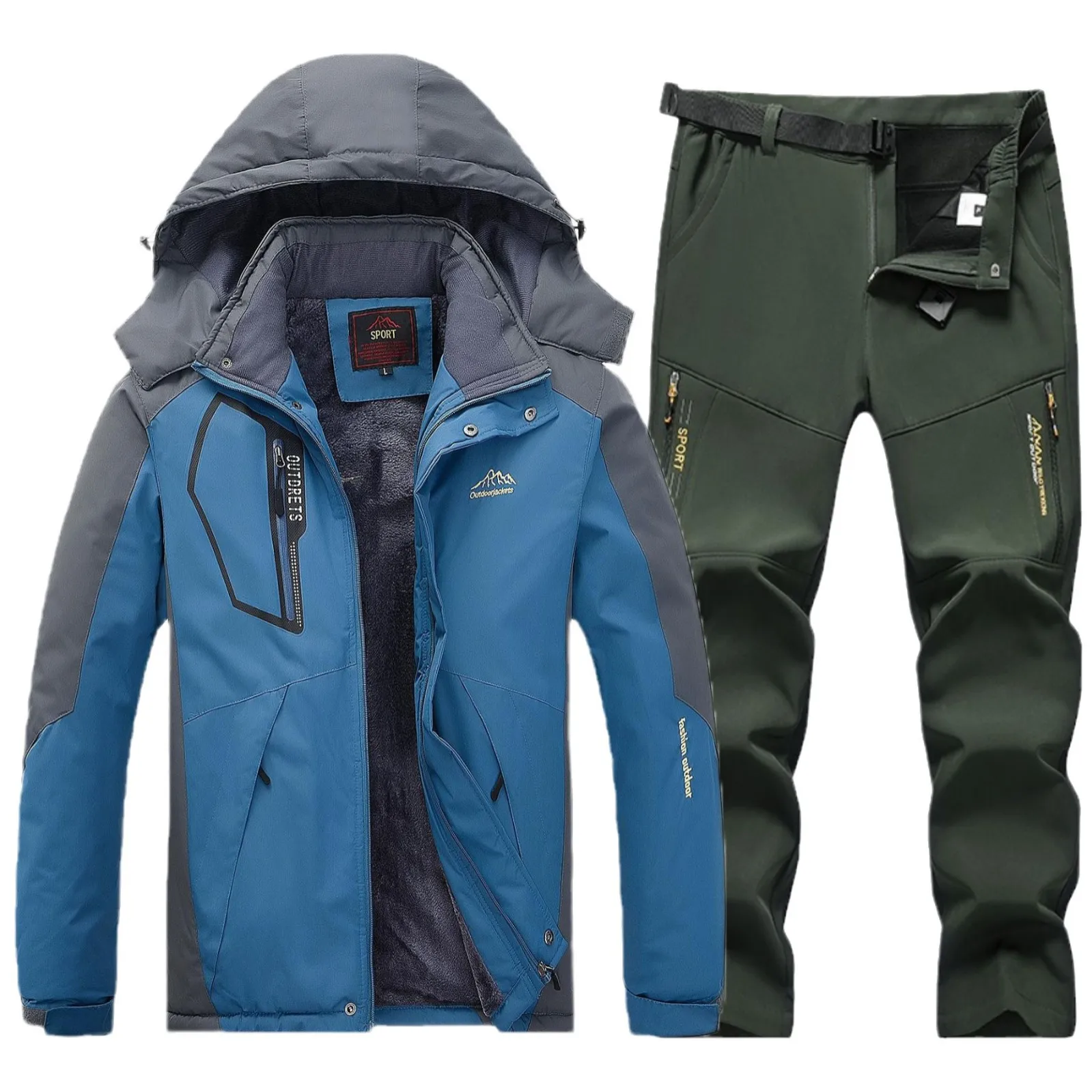 

Men's Winter Ski Suit Set Fleece Thickened Warm Snowboard Jacket Pants Waterproof Windproof Outdoor Snow Skiing Outfits for Male
