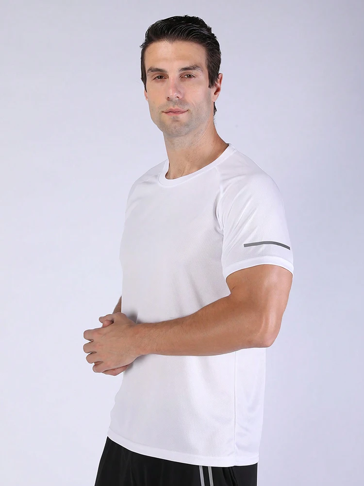 5-teiliges, lässiges, atmungsaktives, lockeres T-Shirt für Herren, kurzärmliges Oberteil mit Rundhalsausschnitt für Outdoor-Fitnessstudio, schnell trocknende Sportbekleidung – Detail 9