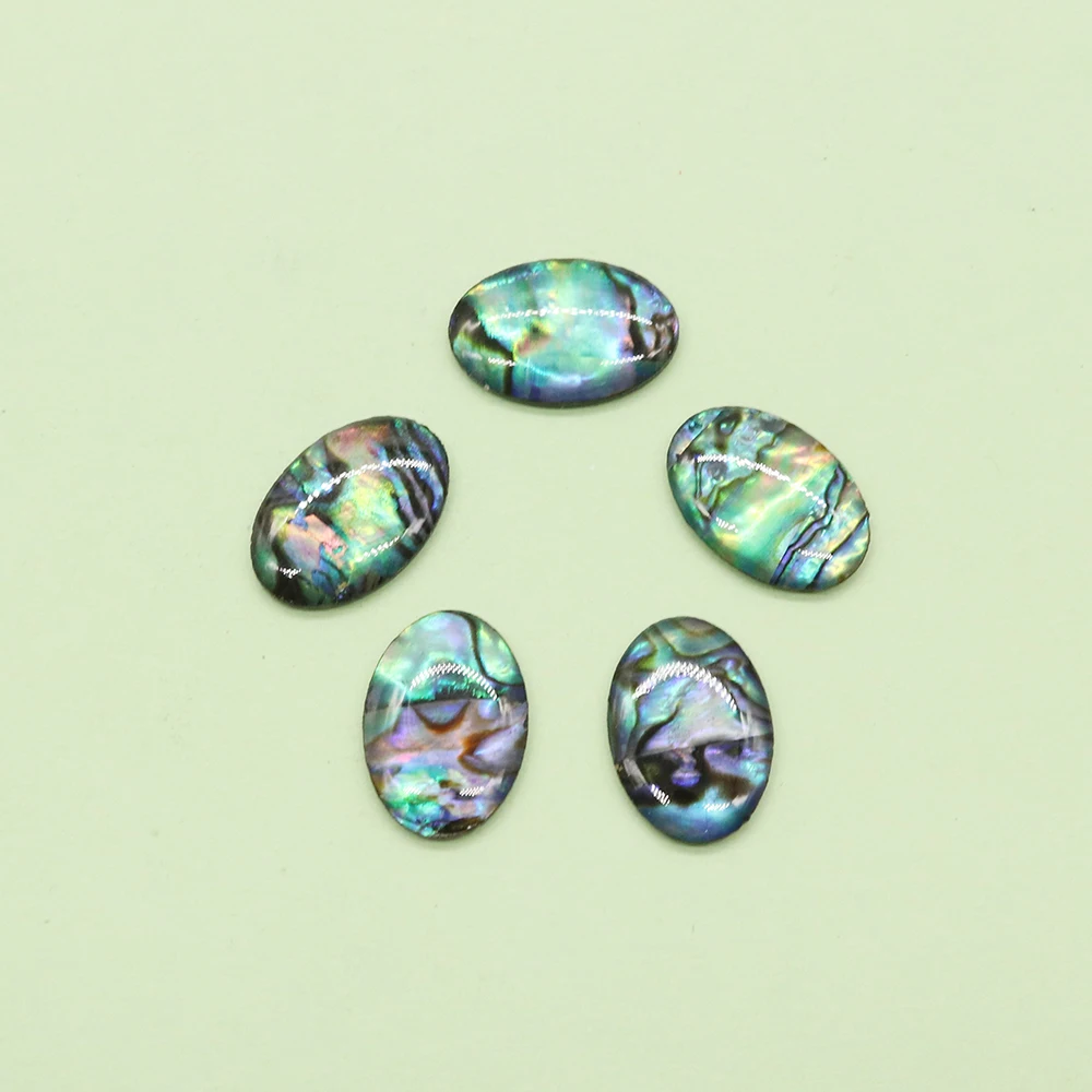 

10PCS Oval Natural Freshwater Abalone Shell Surface Inlaid Cabochon Beads 10x12mm Jewelry Making DIY Ring Necklace Earrings