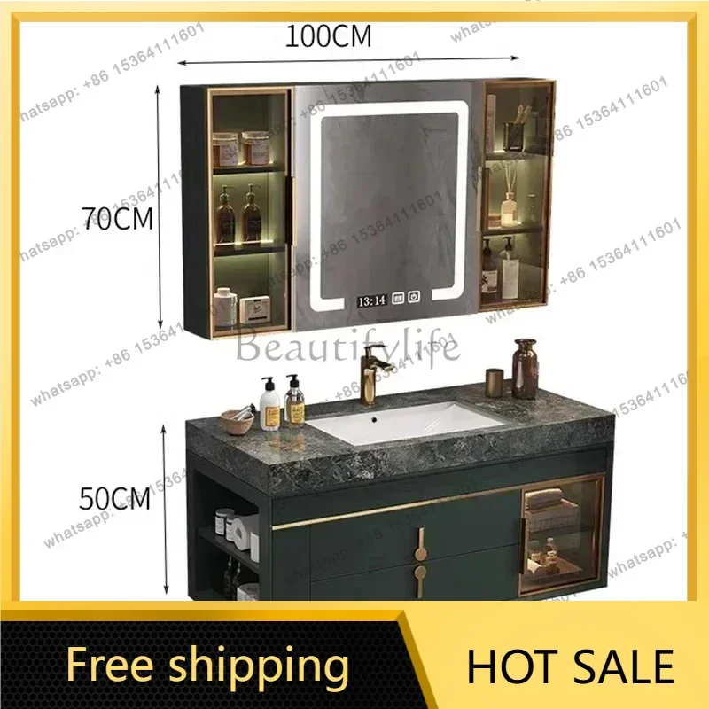 YJ Designers Nordic Smart Bathroom Cabinet Combo Vanity Multifunction Wall-mounted Bathroom Mirror Shelves Home Furniture Bano F