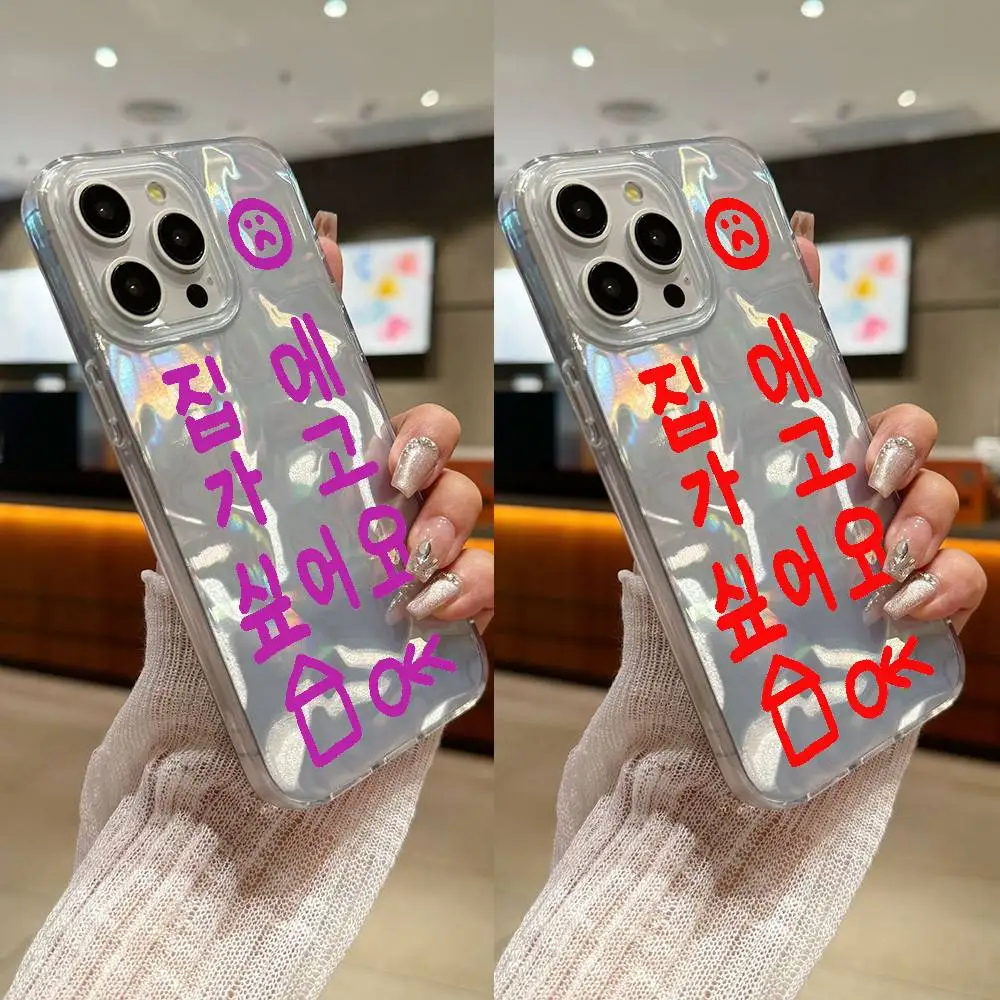 

Korea Fashion Popular Graffiti Phone Case For iPhone 16,15,14,13,12,11 Plus,Pro,Max,Plus,SE4,E Transparent Satin Laser Glossy