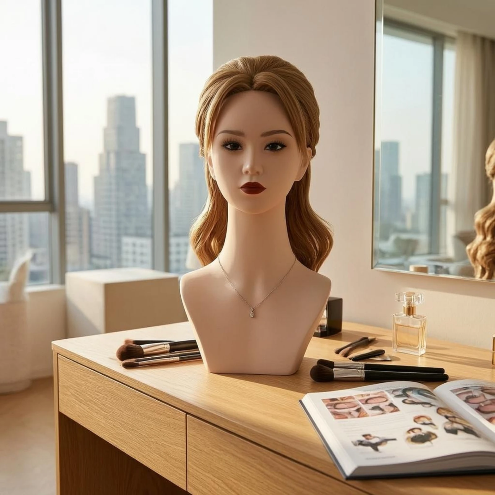 PVC Mannequin Bust Skin Tone 44 Cm Mannequin Bust Full Round Back Damage Resistant for Shop Window