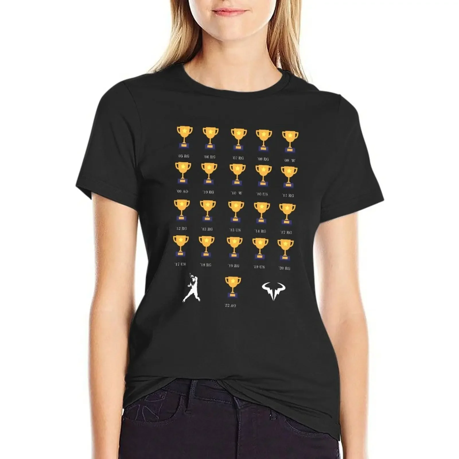 

Rafael Nadal 21 Grandslam Title T-Shirt plain oversized animal prinfor hippie clothes black t shirts for Women