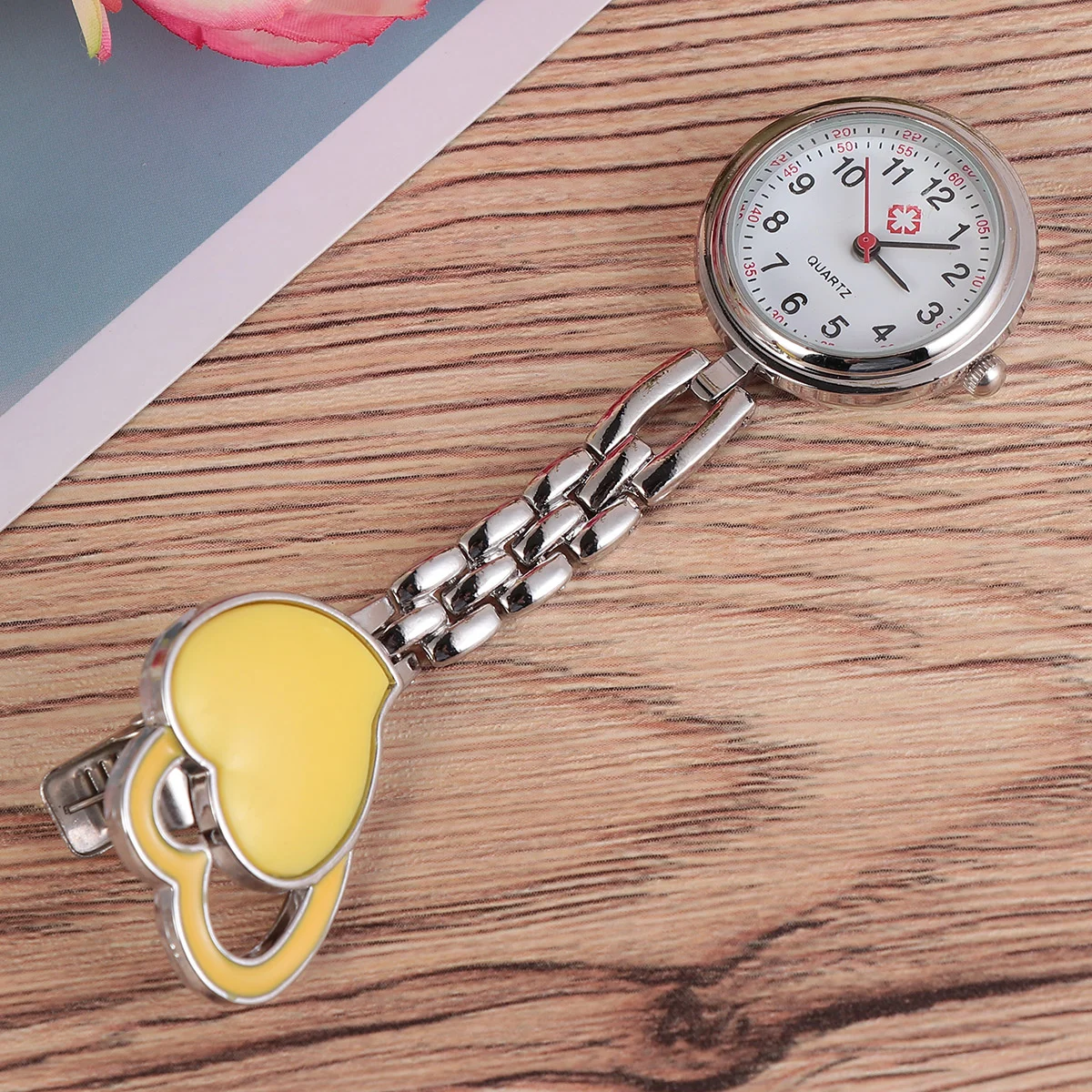 Watches for Men Nurse Pocket Hanging Heart Shaped Stethoscope Yellow Fashion Miss