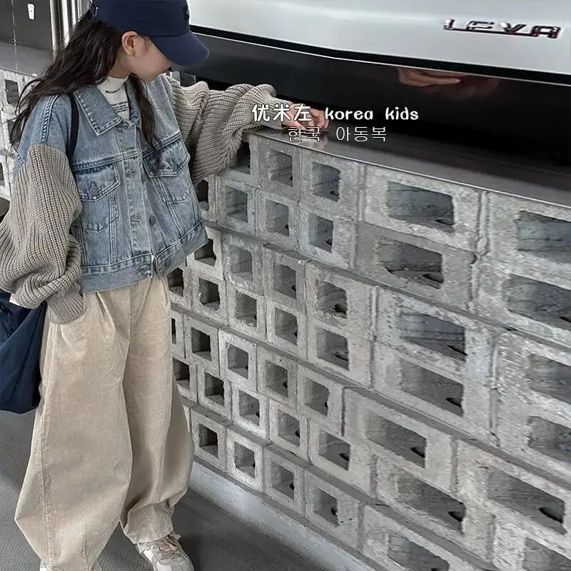 Teen Girls Denim Jacket Spring and Autumn New Children's Leisure Splicing Short Coat 100-160cm