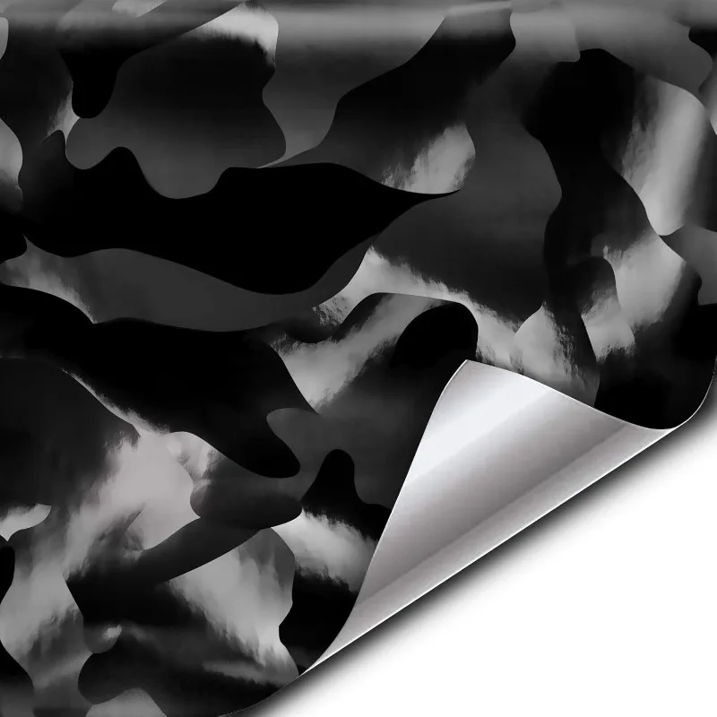 2020 Edition Black Stealth Large Sized Pattern Camouflage Vinyl Car Wrap Roll (50ft x 5ft)