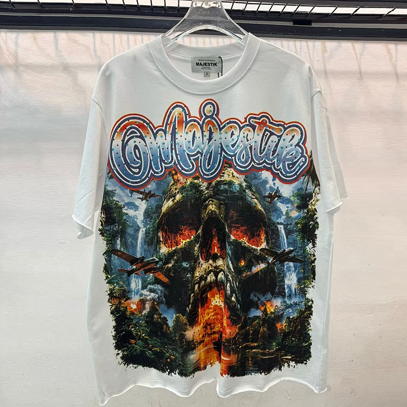 Vintage Übergroßes Acid Wash T-Shirt Herren Grafik-Skelett Urlaub Lustige T-Shirts für Frauen Baumwolle Loose Fit Punk Hip Hop – Detail 1