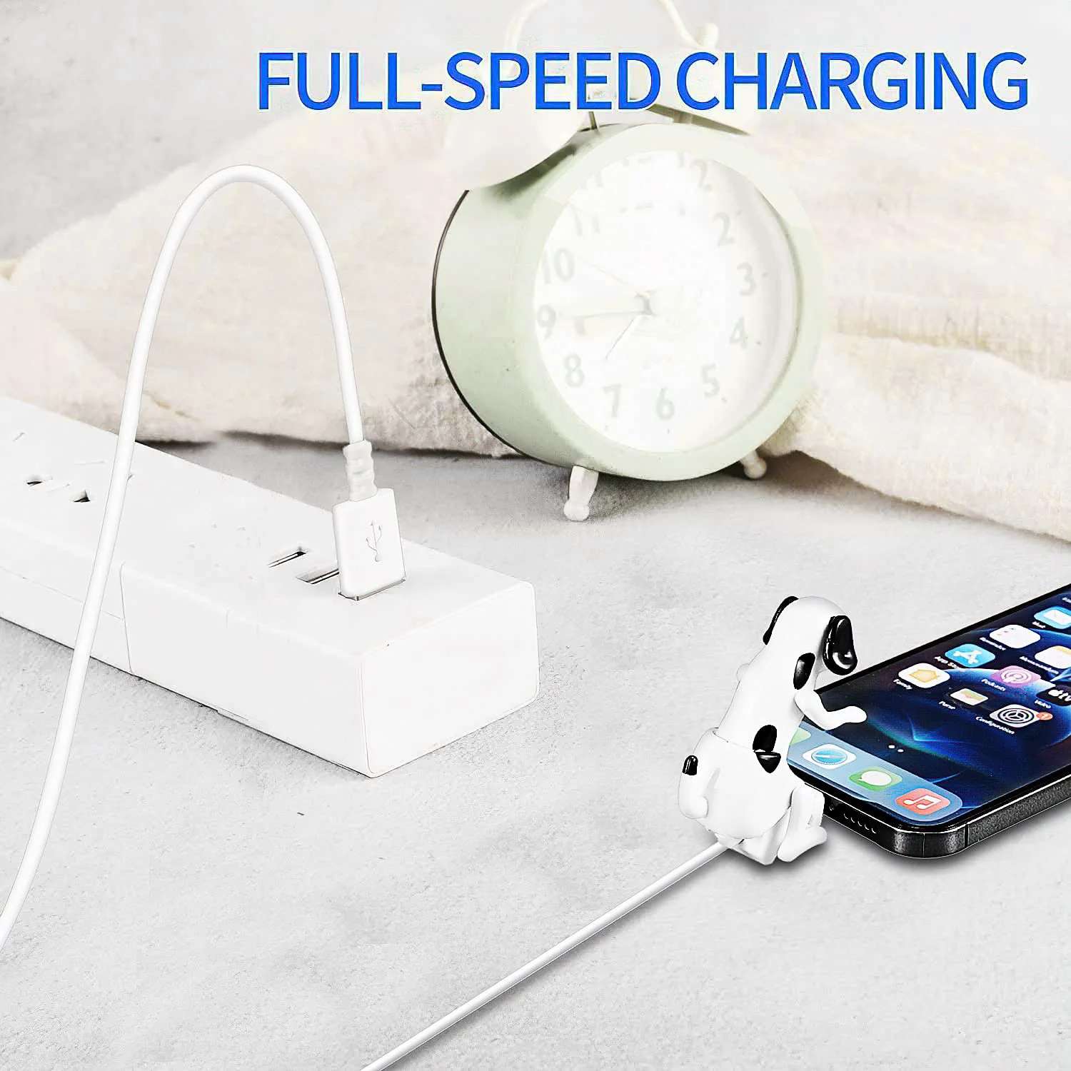 Kabel USB pengisi daya anjing bungkuk lucu untuk iPhone 13/12/11 dan lebih, kabel USB pengisi daya Cepat anjing berbintik bergerak