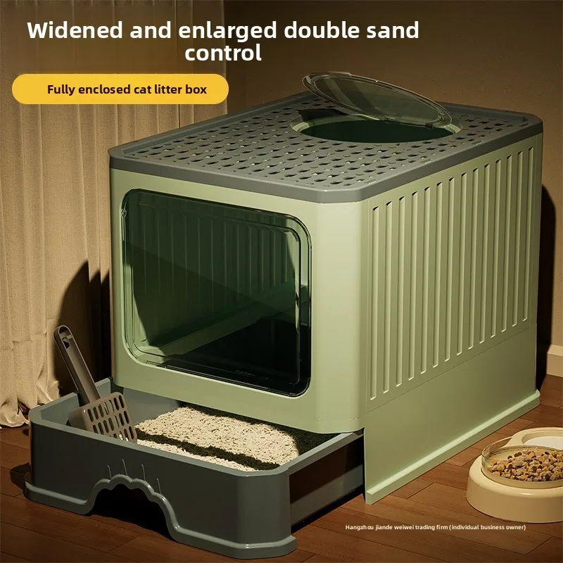 

Ultra Large Fully Enclosed Cat Litter Box Dual Door Odor Control Drawer Style Pet Toilet Cat Litter Box Furniture Pet Supplies