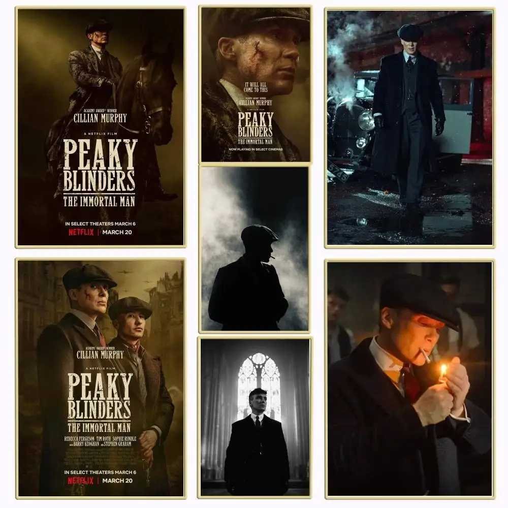 1PC Tommy Shelby Peaky Blinders The Immortal Man poster Self-adhesive Art Waterproof Paper Sticker Coffee House  Room Wall Decor
