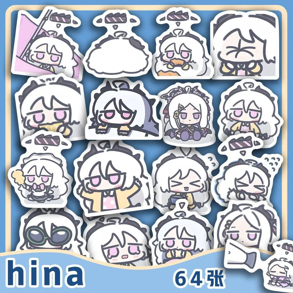 64PCS Blue Archive Sorasaki Hina Anime Sticker Cartoon Graffiti Decals Helmet Skateboard Laptop Motorcycle Sticker Decor