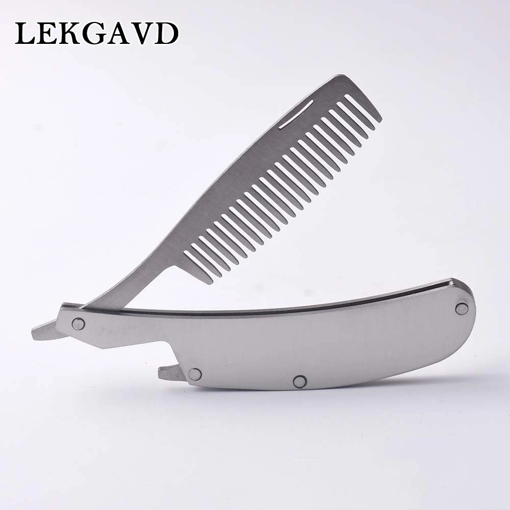 Hair Comb New Men's Dedicated Stainless Steel Folding Comb Set Mini Pocket Comb Beard Care Tool Convenient And Use Hair Brush