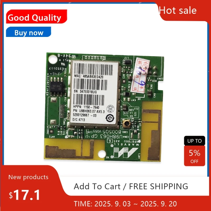 

Оригинальный новый модуль беспроводной карты 1150-7940, плата WIFI для сетевой карты HP M251 M276 M401 M425 M375 M475 HP401 HP251 276 HP425