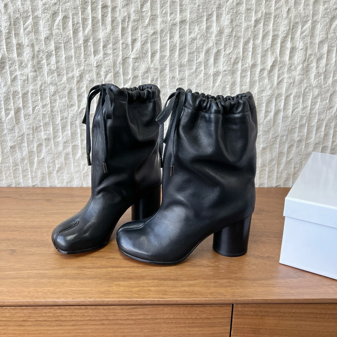 

Лидер продаж, женские ботильоны, женские сапоги до середины икры, ботинки на высоком каблуке, натуральная кожа, дизайн на резинке, странный стиль, размер 35-40