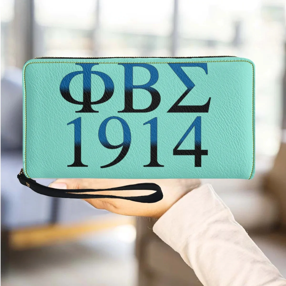 Phi Beta Sigma 1914 Printed Girls Wallet Pu Leather Long Wristband Clutch Street Commuter Card Holder Small Purse Portefeuille