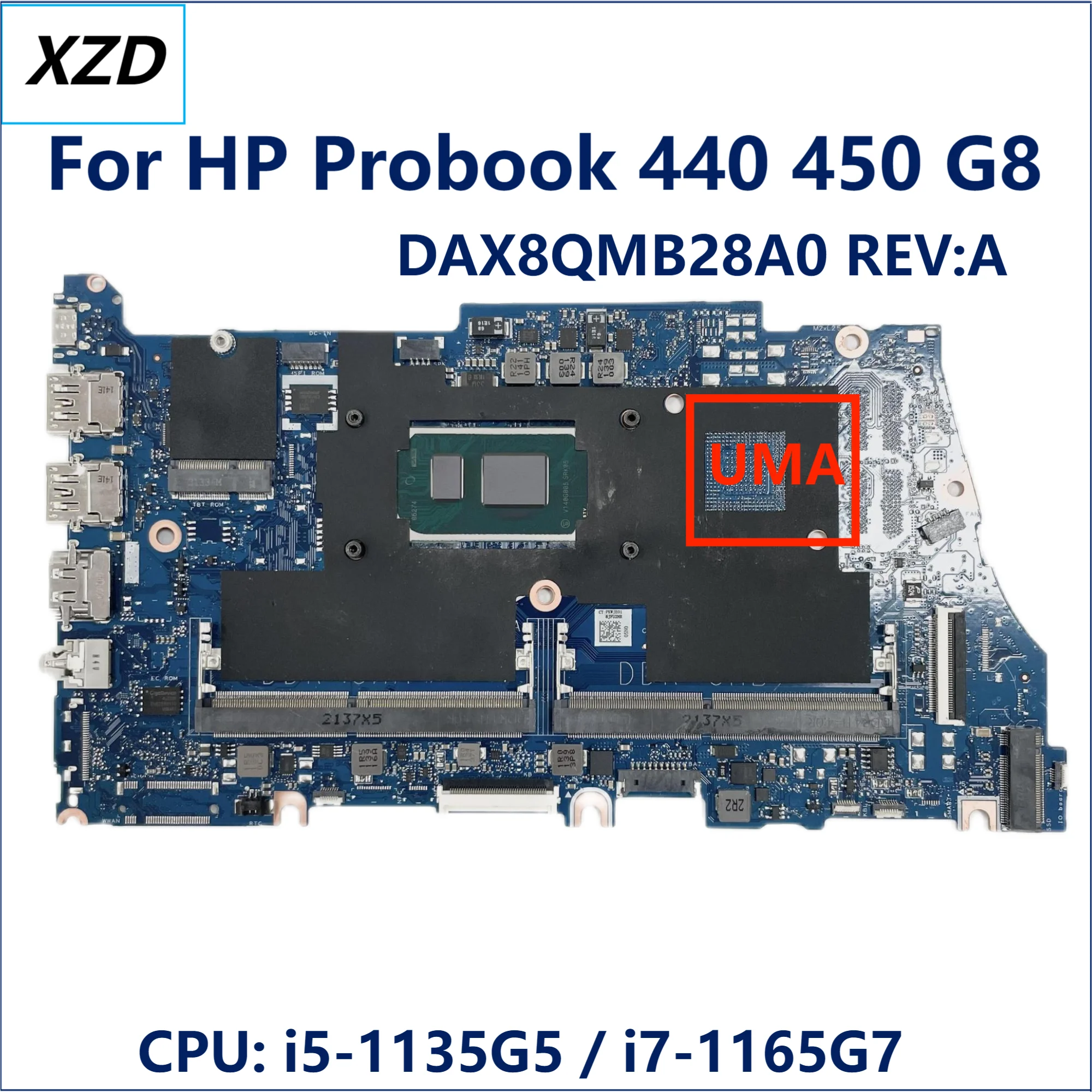 Imagem -01 - Placa-mãe do Portátil para hp Probook Dax8qmb28a0 Cpu i5 i7 Uma Teste 100 Testado ok 440 450 g8