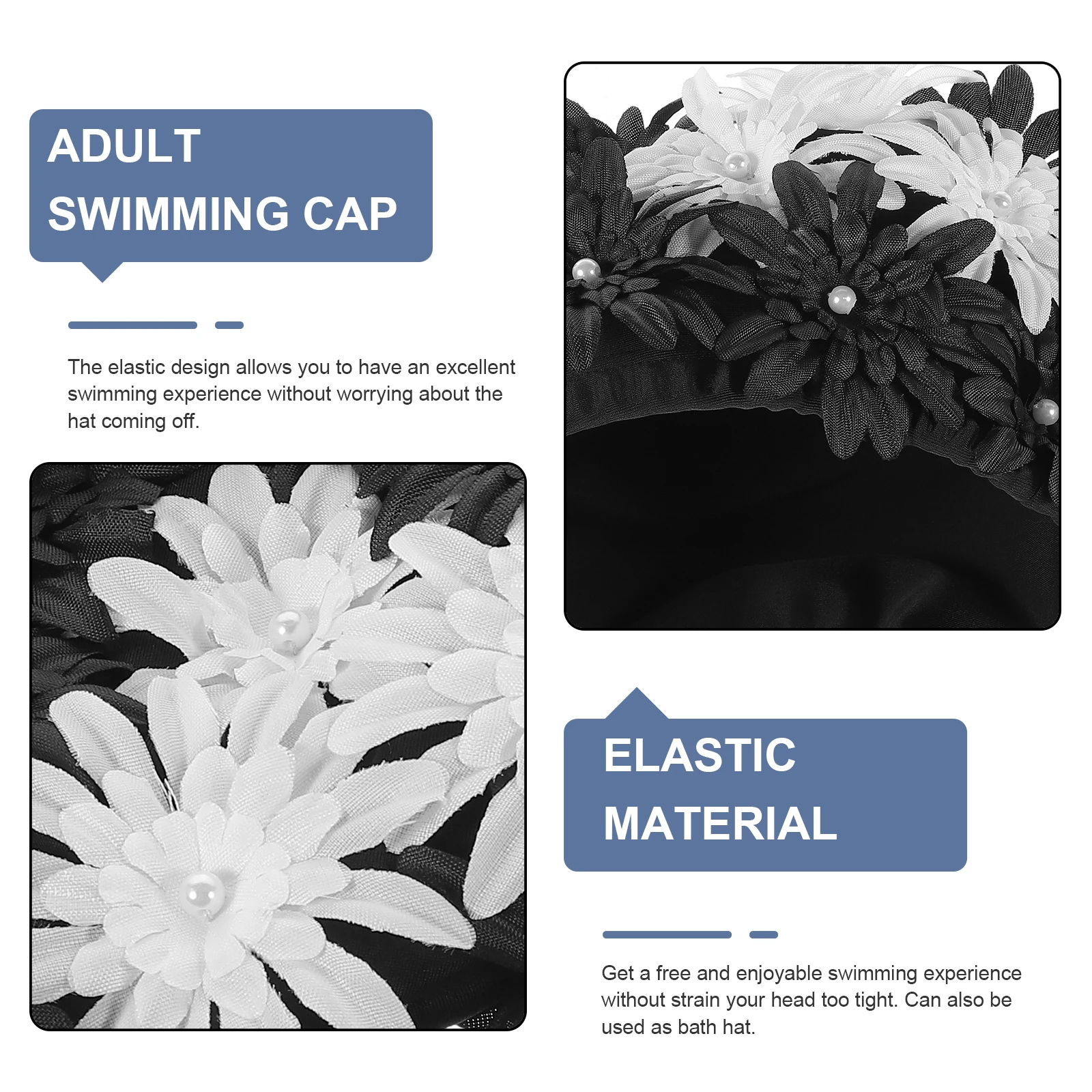 

1pcs Waterproof Flower Swim Cap Large Stretchy Swimming Hat For Women Men Long Hair Braids Dreadlocks Reusable Wear-Resistant