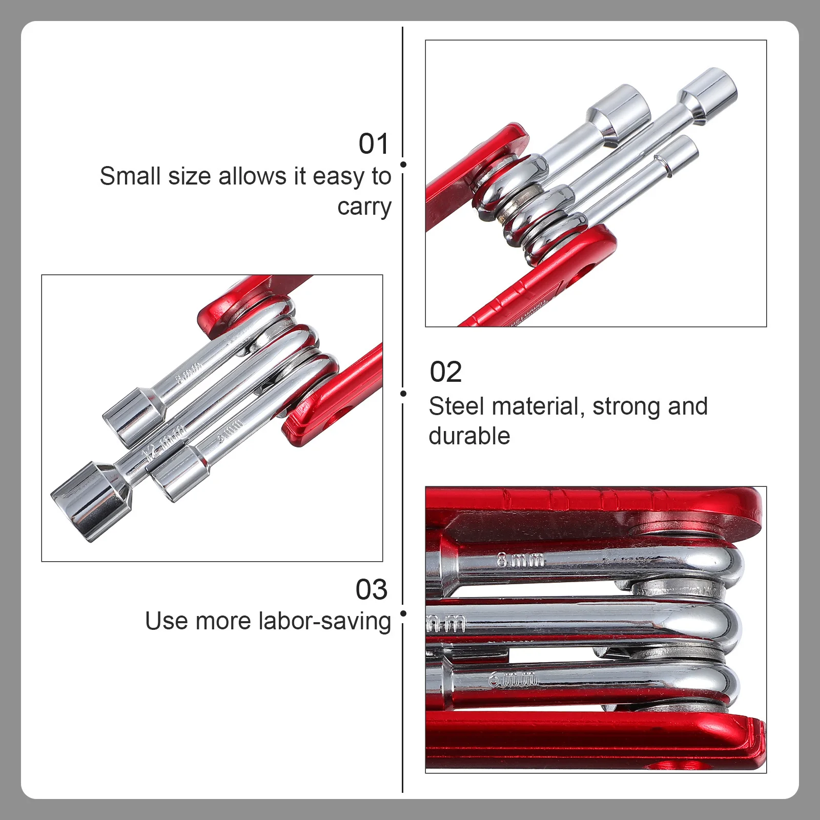 1 مجموعة للطي مفتاح بانة أداة إصلاح الدراجة الكروم الفاناديوم الصلب سبائك الألومنيوم 6 في 1 متعددة الوظائف كم عدة دائم