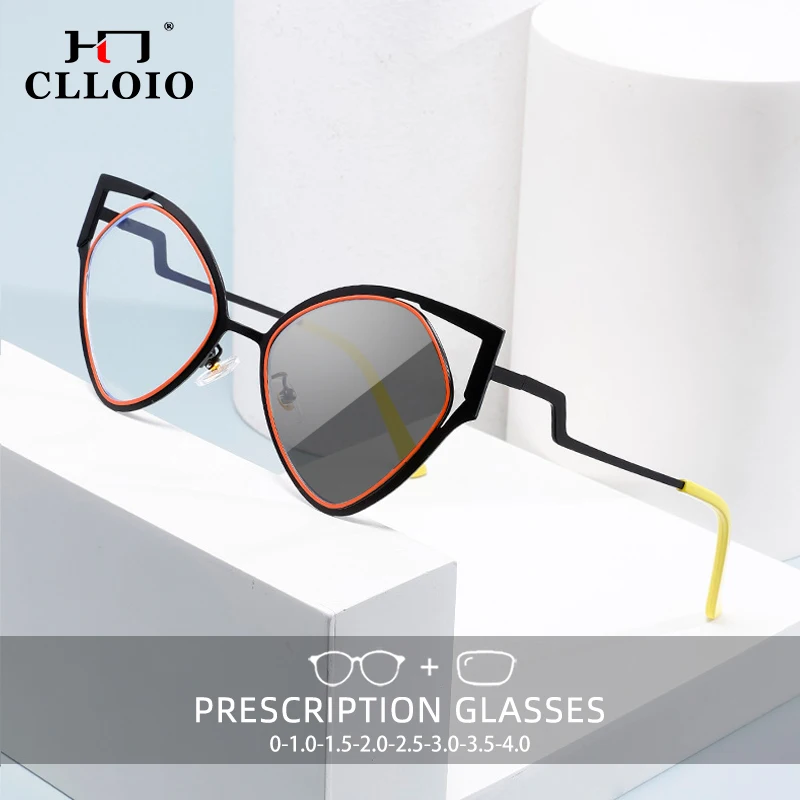 

CLLOIO New Butterfly Frame Anti blue ray Reading Glasses for Women party dance Myopia Photochromic Prescription Optical Glasses