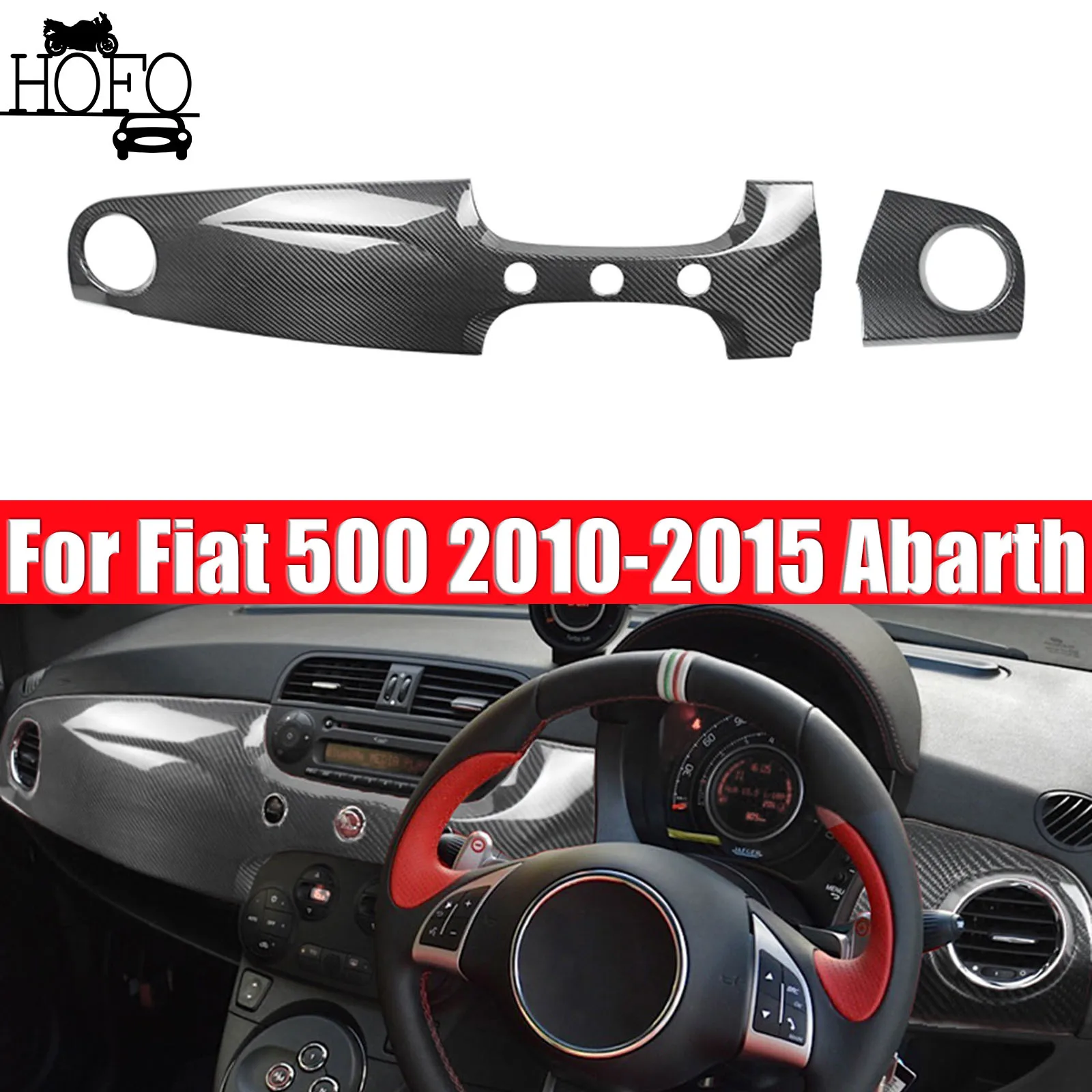 

1 set Full Dashboard Panel Cover Trim Carbon Fiber For Fiat 500 2010-2015 Abarth