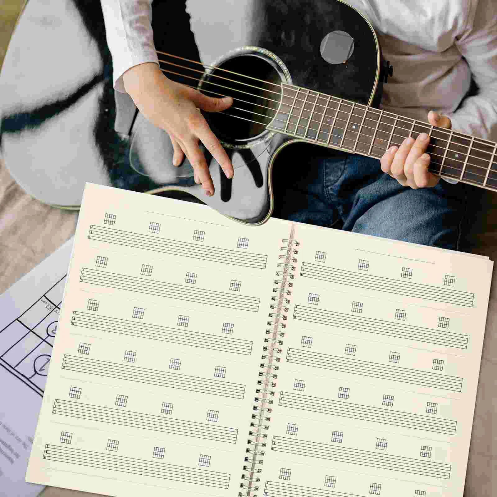 Blank Guitar Tablature Note Notebook Acoustic Score Portable Six-line Music Black Double Offset Notebooks