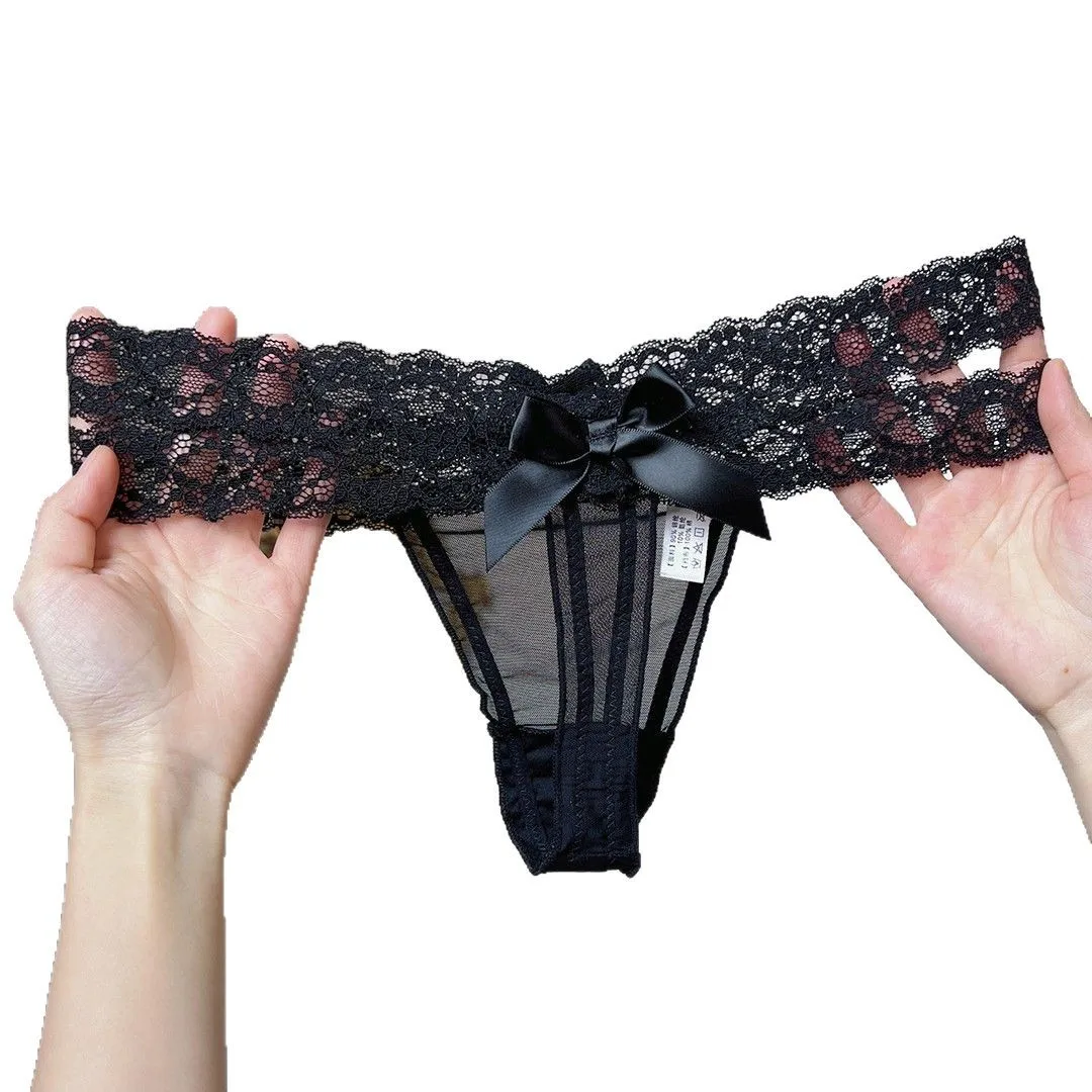 Женские бесшовные трусики с низкой талией, сексуальные трусики-стринги, кружевные однотонные трусики больших размеров, японские полые стринги, Т-трусики