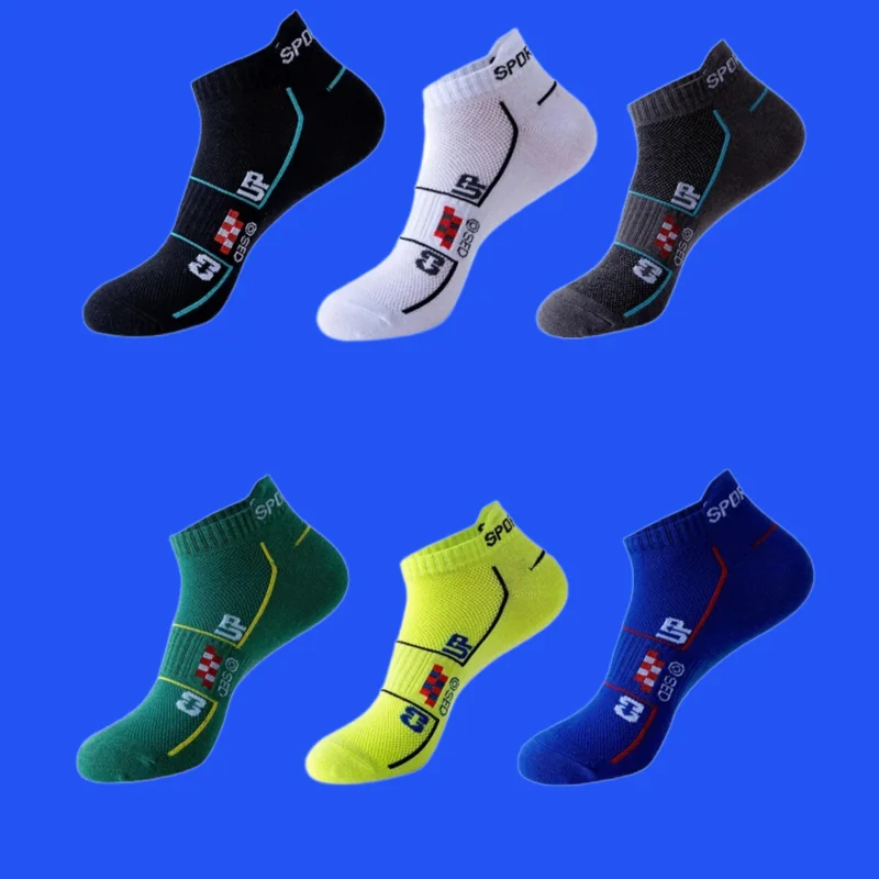 6 Pairs Running Sports Socks Mesh Sweat-Absorbent And Breathable Men's Low-Cut 2024 New Socks Summer Thin Fashion Men's Socks