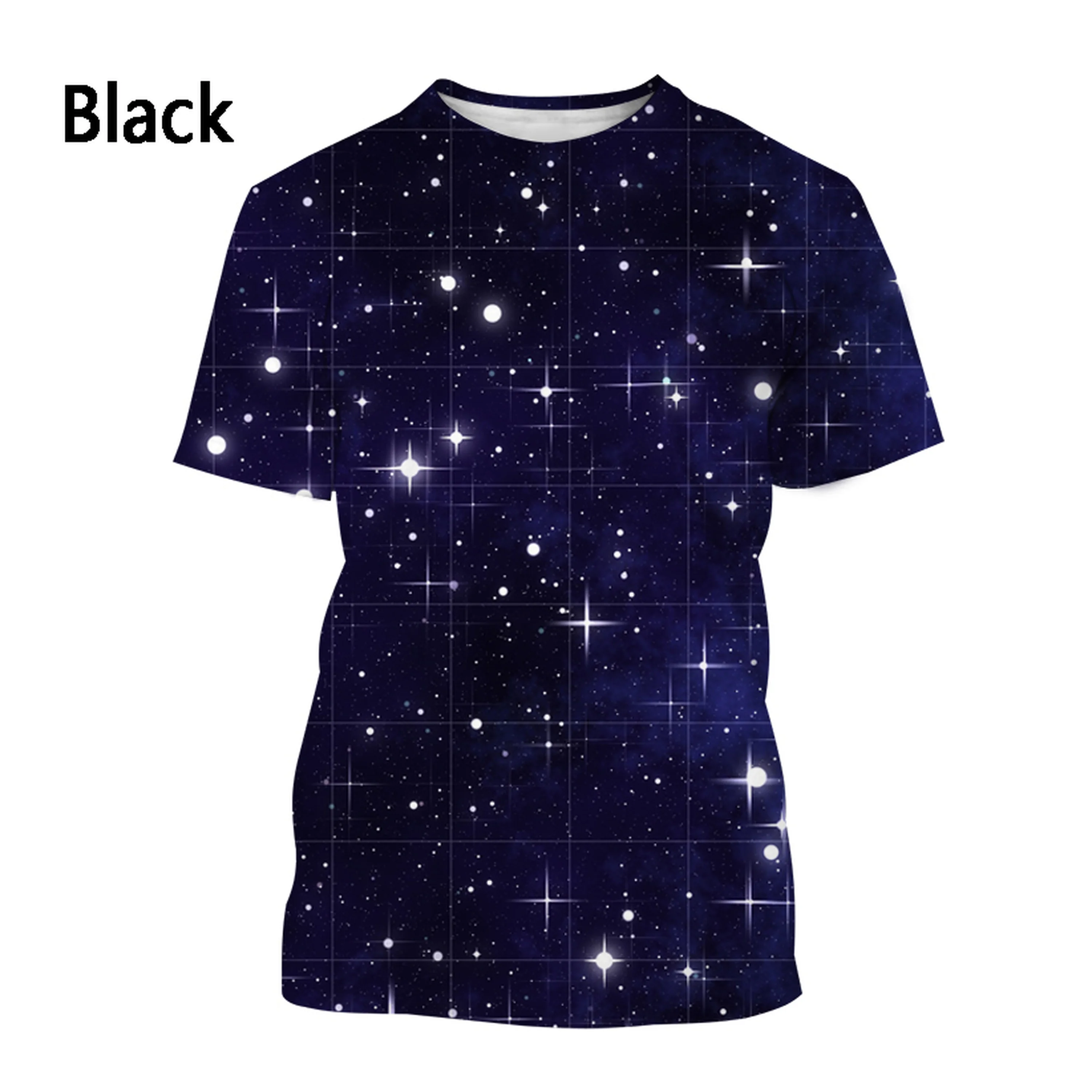 تي شيرت رجالي مطبوع عليه سماء مرصعة بالنصر ثلاثي الأبعاد ، تي شيرت غير رسمي بأكمام قصيرة للسيدات ، موضة الصيف ، جديد