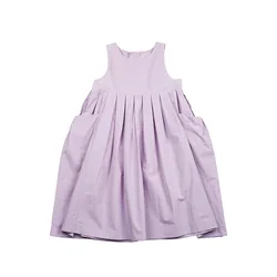 7-14Years Big Kids Summer Sleeveless Dresses for Girls Solid Long Max Tank Dress Children Outfits Clothing