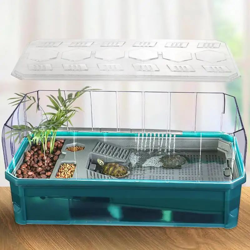 

Plastic Transparency Tortoise Tank House With Filter Reptile Feeding Container Turtle Breeding Box Aquarium accessories