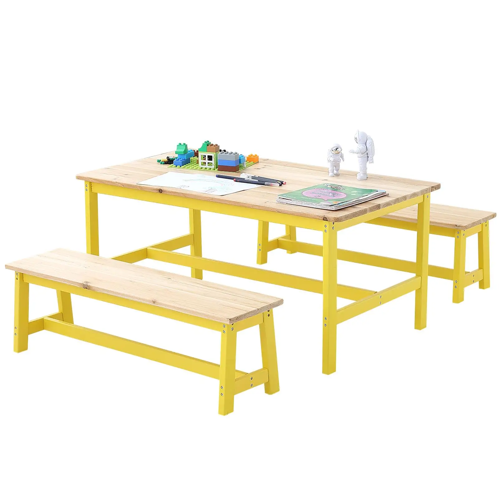 Kids Wooden Table and Chair Set 3 Piece Toddler Activity Table for art Crafts Reading Learning and Playroom