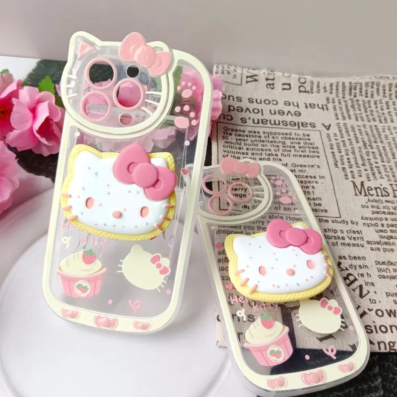 Sanrio Hello Kitty Stand Phone Cases For iPhone 16 15 14 11 13 12 Pro Max XR XS 7 8 Plus Original Shockproof Cover Y2K Case