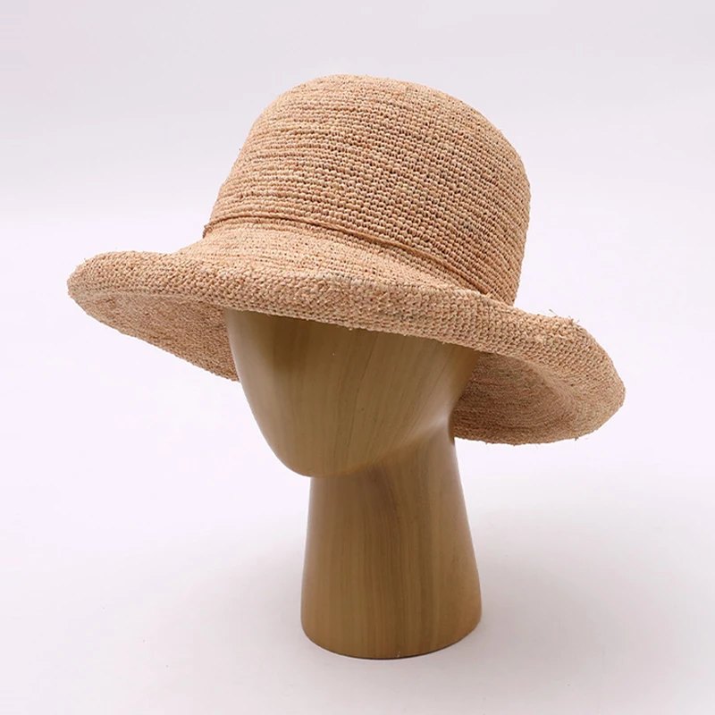 

Sun Hat Women Summer Raffia Grass Cap UV Protection Accessory Big Brim Foldable For Beach Holiday Outdoor Climb Luxury