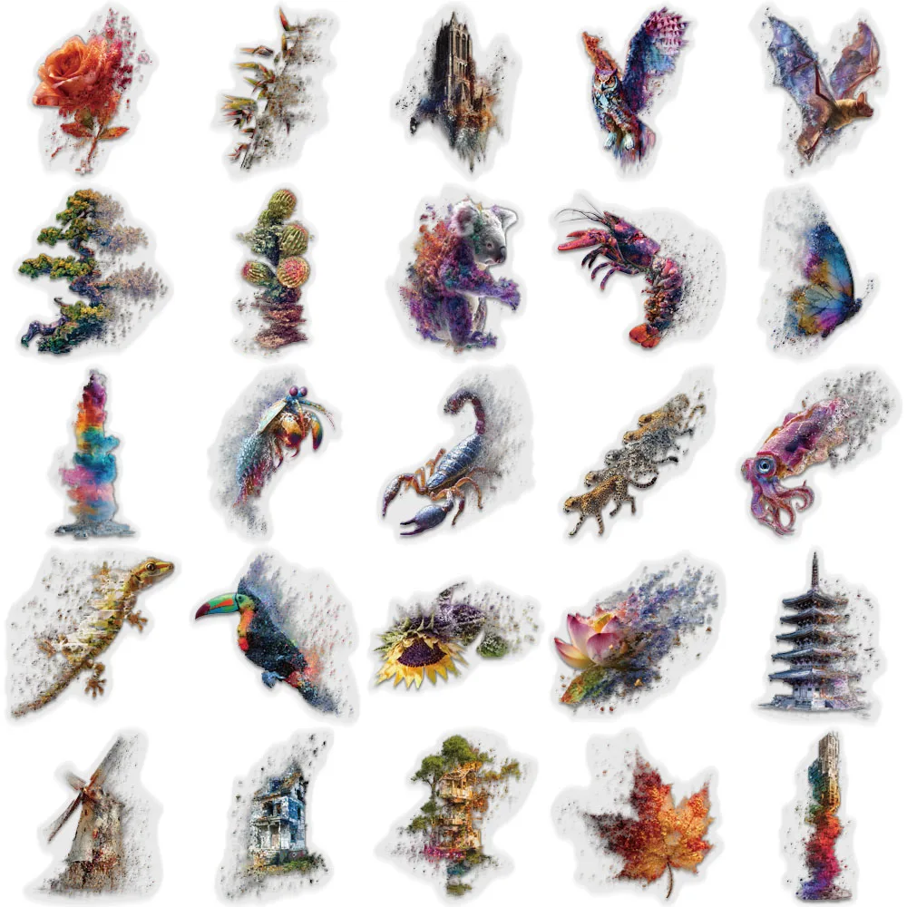 50 шт., креативные деформационные движения, исследование, наклейки из прозрачного материала для домашних животных, декоративные чехлы для телефонов, наклейки для ноутбуков