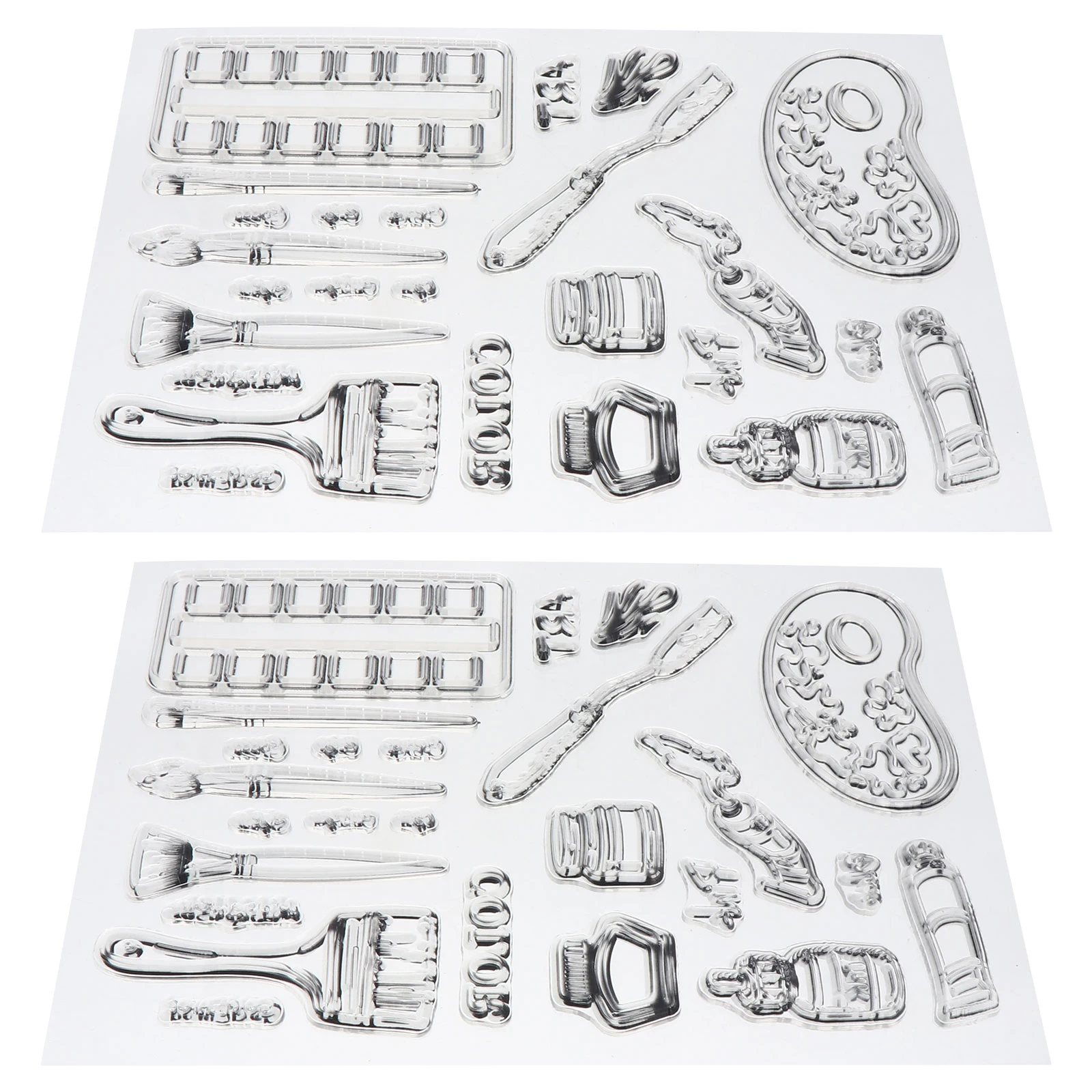 

2pcs Silicone Stamp Clear Transparent DIY Scrapbooking Decoration Reusable Peelable Acrylic Block Compatible Seals for Cards
