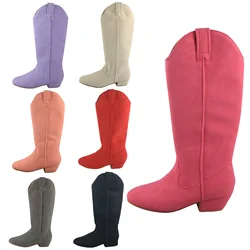 Wedopus No Zipper Practice Suede Sole Urban Heel Dance Boots Pink Customized Line Dancing Long Boots